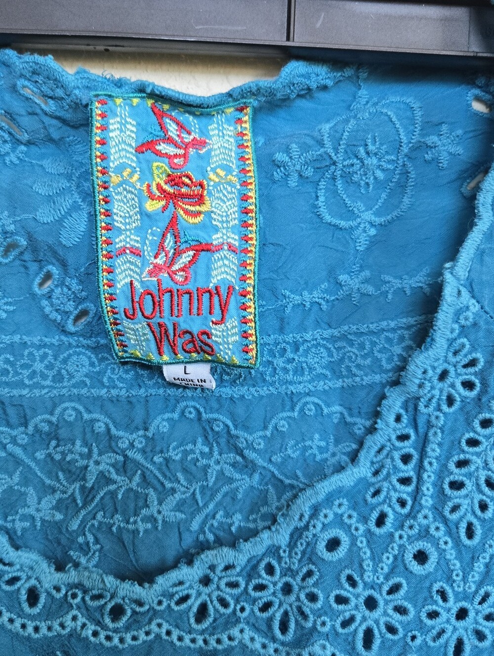 Johnny Was Sutera Teal Tunic Top L - Picture 4 of 7